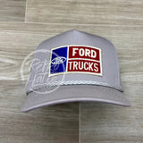 Vintage Ford Trucks Patch on Gray Retro Rope Hat Ready to Go