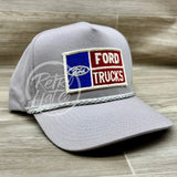 Vintage Ford Trucks Patch on Gray Retro Rope Hat Ready to Go