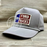 Vintage Ford Trucks Patch on Gray Retro Rope Hat Ready to Go