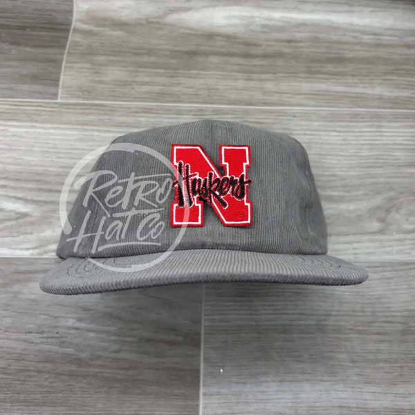 Vintage Nebraska Huskers On Gray Corduroy Retro Hat Ready To Go