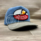 Vintage Oilfield Red Adair Wild Well Control Patch on Charcoal/Sand Stonewashed Rope Hat Ready to Go