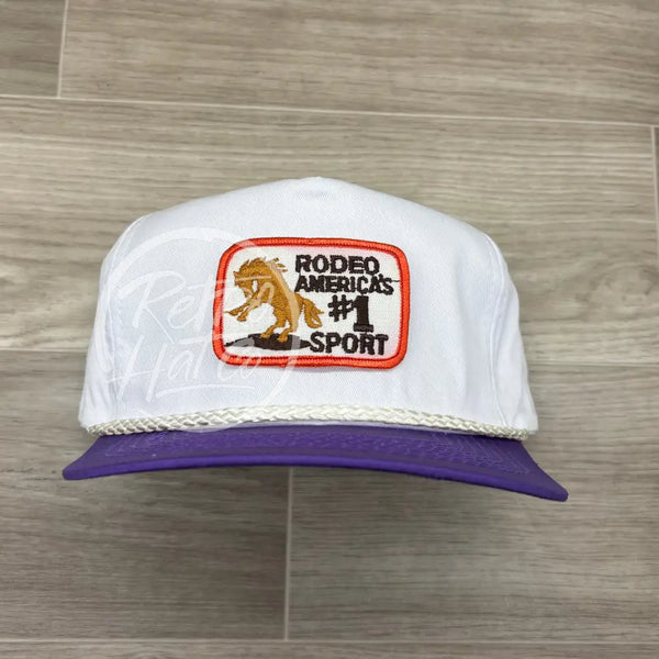 Vintage Rodeo #1 Sport (Orange Border) on White/Purple Retro Hat Ready to Go