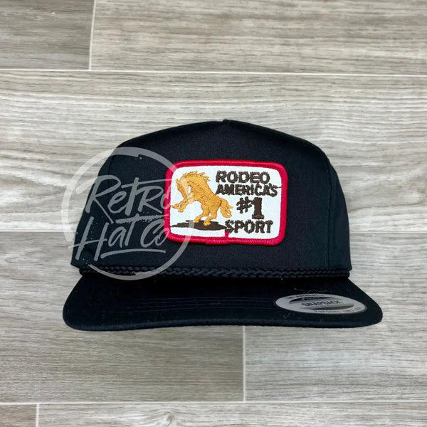Vintage Rodeo #1 Sport (Pink Border) on Black Classic Rope Hat