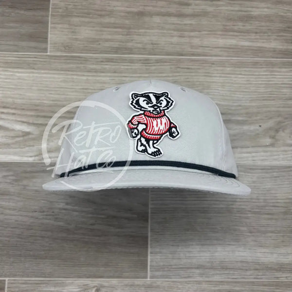 Wisconsin Badgers on Smoke Gray Retro Hat w/ Charcoal Rope Ready to Go